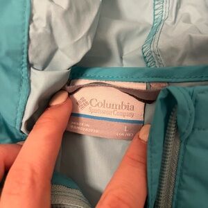 teal columbia rain jacket